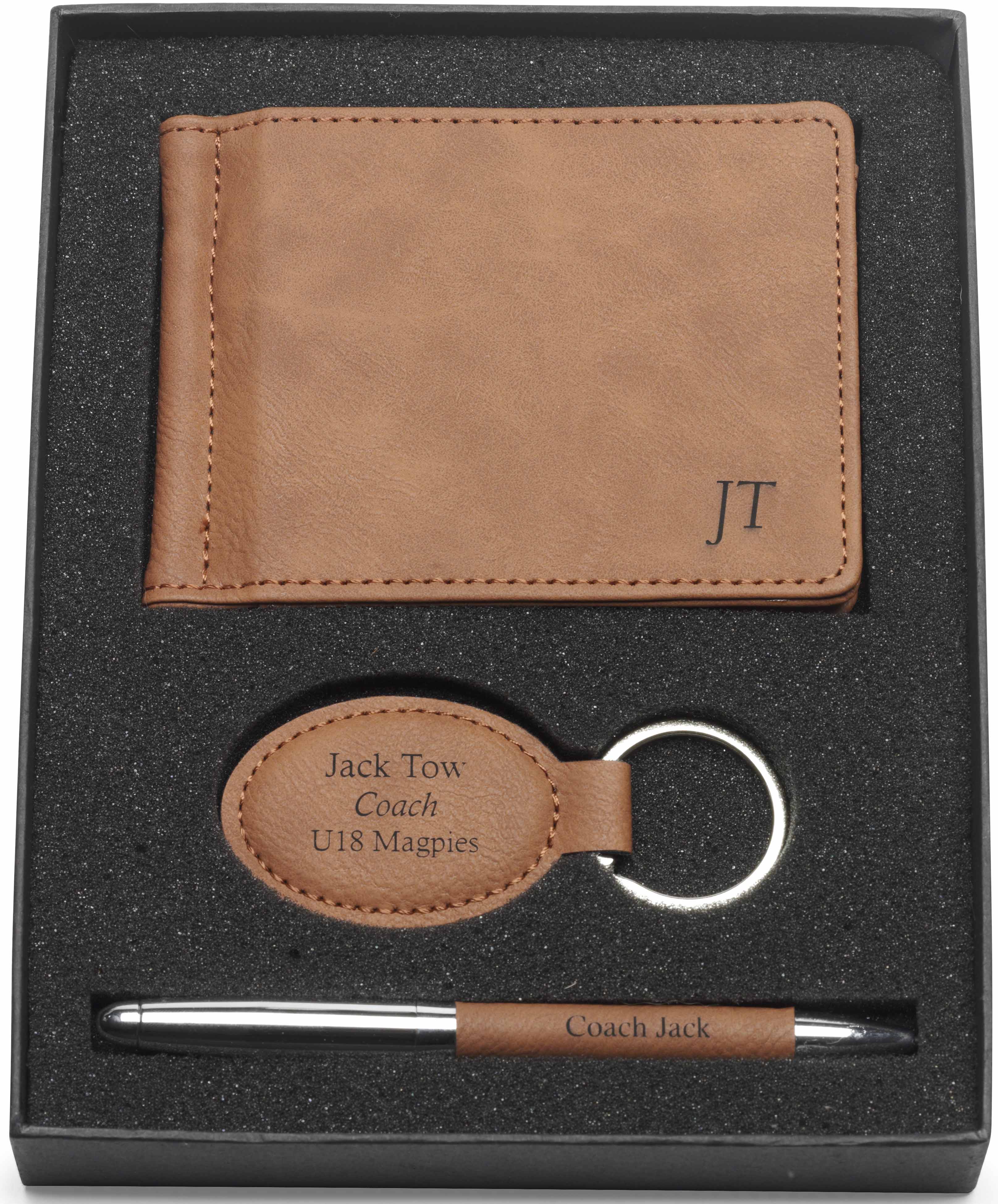 Leatherette Set – Clip, Keychain & Pen